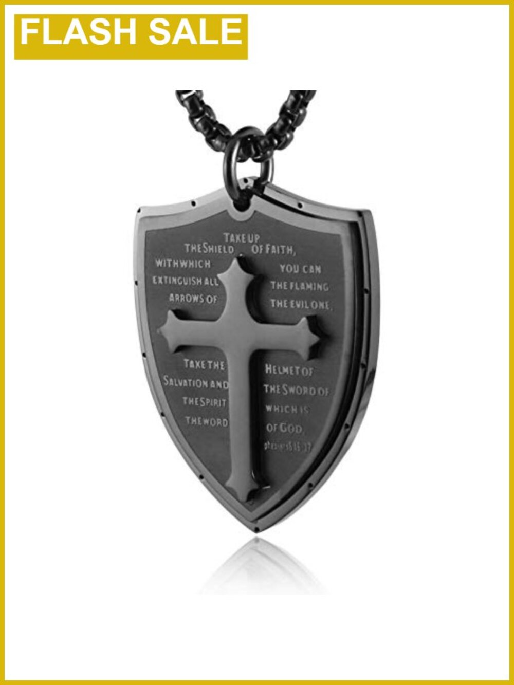Stainless Steel Armor of God Shield Cross Necklace for Men